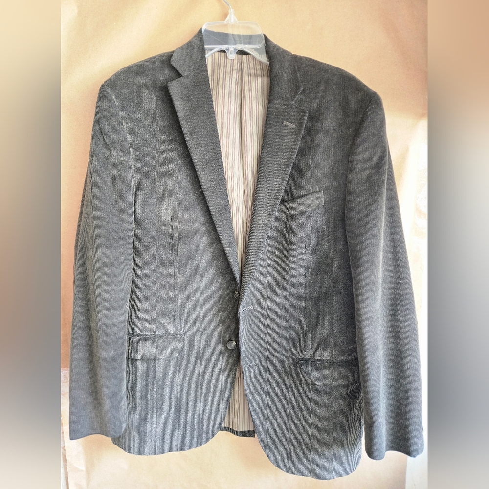 Men's Gray Corduroy Blazer - Classic Tailored Jacket